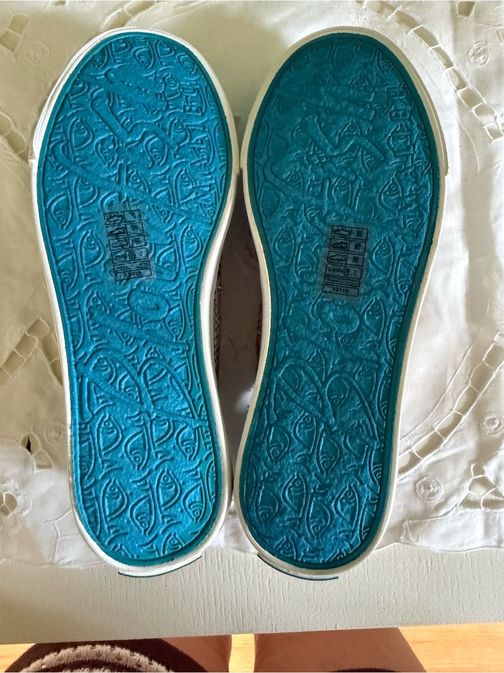 Blowfish Floral Gray Slip-On Sneakers with Pink and Blue Accents - Picture 4 of 4